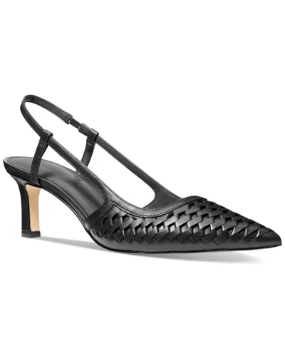 Michael Kors Michael  Women's Alora Woven Slingback Sandals In Black