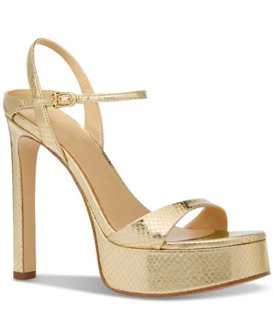 Michael Kors Michael  Women's Amara High Heel Platform Sandals In Pale Gold
