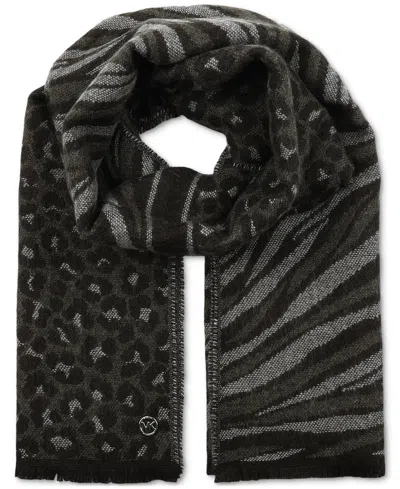 Michael Kors Michael  Women's Animal-print Jacquard Scarf In Black Multi