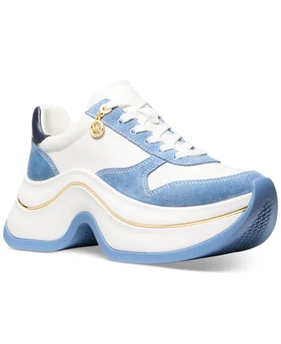 Michael Kors Arla Leather And Suede Trainer In White