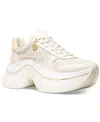Michael Kors Arla Leather And Suede Trainer In Neutral
