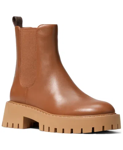 Michael Kors Michael  Women's Asher Leather Lug Ankle Booties In Brown