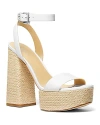 Michael Kors Michael  Women's Ashton Ankle-strap Espadrille Platform Sandals In Optic White