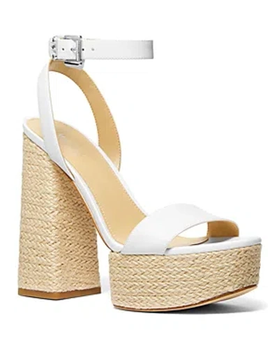 Michael Kors Michael  Women's Ashton Espadrille High Heel Platform Sandals In Optic White