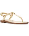 Michael Kors Astra Metallic Leather T-strap Sandal In Pale Gold