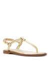 Michael Kors Astra Metallic Leather T-strap Sandal In Pale Gold
