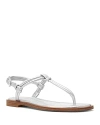 Michael Kors Michael  Women's Astra Thong Toe Double Strap Sandals In Silver