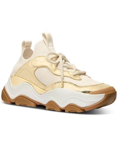 Michael Kors Michael  Women's Atlas Knit Trainer Sneakers In Pale Gold