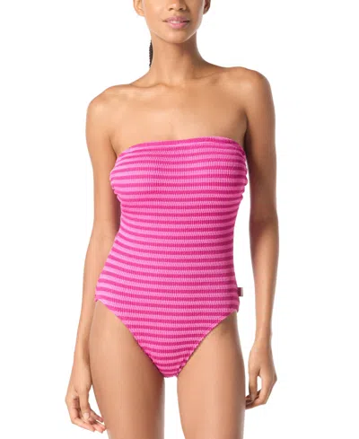 Michael Kors Michael  Women's Bandeau One-piece Swimsuit In Bright Wild Berry