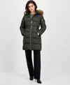 Michael Kors Michael  Women's Belted Hooded Faux-fur-trim Puffer Coat, Exclusively At Macy's In Gold