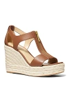 Michael Kors Michael  Women's Berkley Front Zip Espadrille Wedge Heel Platform Sandals In Luggage