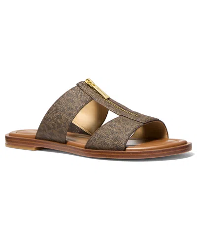Michael Kors Michael  Women's Berkley Slip-on Flat Sandals In Brown
