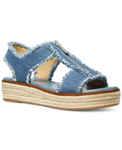 Michael Kors Michael  Women's Berkley Zip Espadrille Platform Sandals In Denim