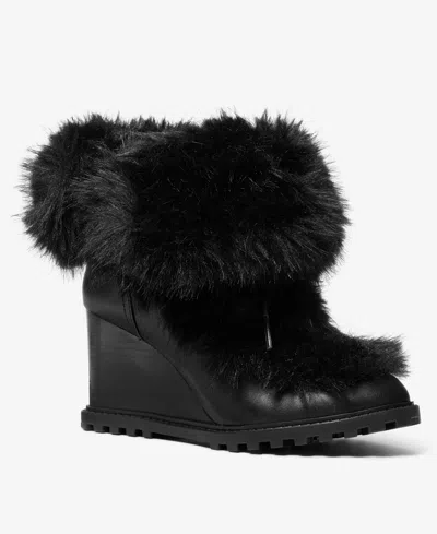 Michael Kors Michael  Women's Blakely Wedge Shearling-accented Booties In Black