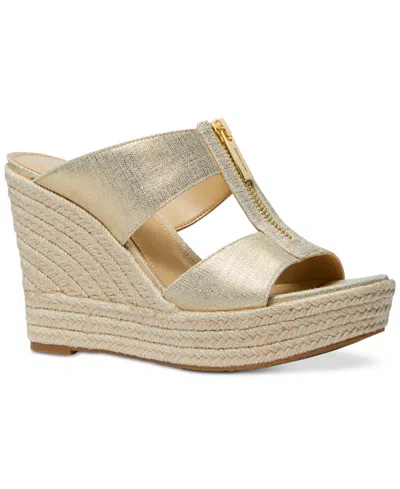 Michael Kors Michael  Women's Bradley Espadrille Platform Wedge Sandals In Gold