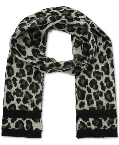 Michael Kors Michael  Women's Brushed Three Color Leopard Scarf In Pearl Heather