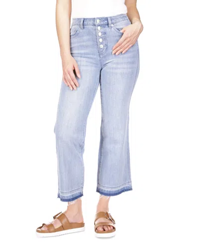 Michael Kors Michael  Women's Button-fly Flared Cropped High-rise Jeans In Sky Haze