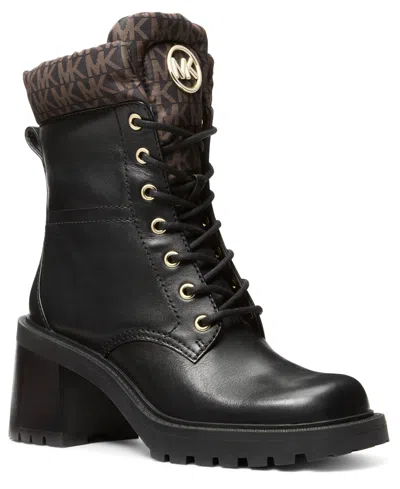 Michael Kors Michael  Women's Cade Round Toe Heeled Booties In Black