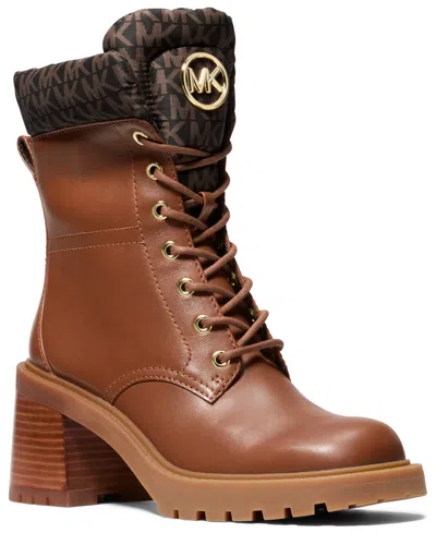 Michael Kors Michael  Women's Cade Round Toe Heeled Booties In Brown