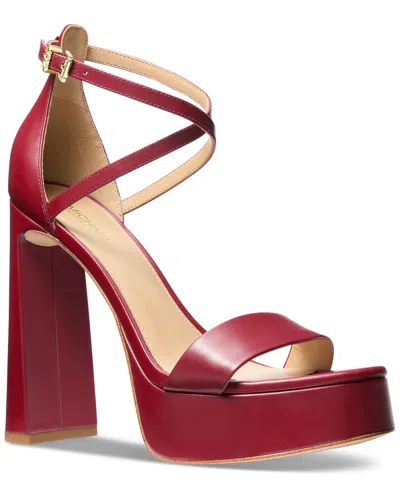 Michael Kors Michael  Women's Cami Platform Sandals In Deep Red