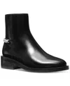 Michael Kors Carlisle Low Heels Ankle Boots In Black Leather In Black