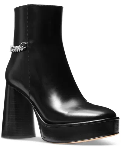 Michael Kors Michael  Women's Carlisle Chain-detail Black High Heel Platform Booties