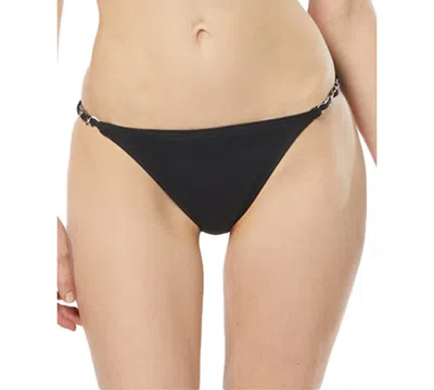 Michael Kors Michael  Women's Chain-trim String Bikini Bottoms In Black
