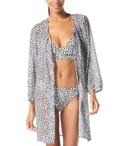 Michael Kors Michael  Women's Chiffon Button-front Cover-up In White,black
