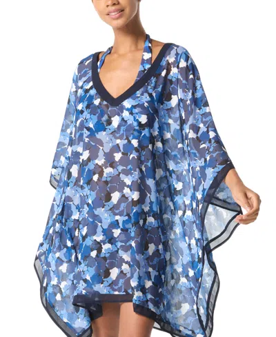 Michael Kors Michael  Women's Chiffon Poncho Cover-up In New Navy