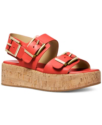 Michael Kors Michael  Women's Colby Cork Platform Sandals In Spiced Coral
