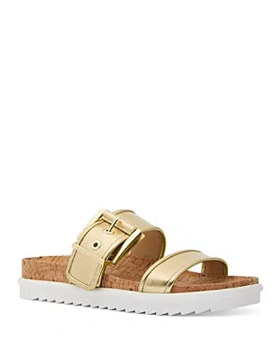 Michael Kors Michael  Women's Colby Buckled Slide Flat Sandals In Pale Gold
