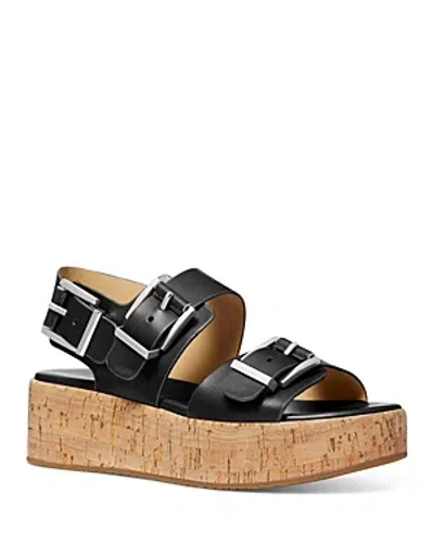 Michael Kors Michael  Women's Colby Triple Buckle Black Flatform Sandals