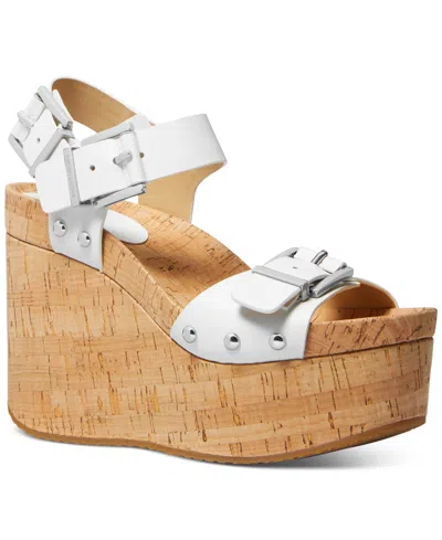 Michael Kors Michael  Women's Colby Triple-buckled Platform Sandals In Optic White