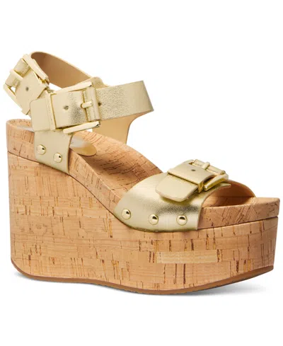 Michael Kors Michael  Women's Colby Triple-buckled Platform Sandals In Pale Gold