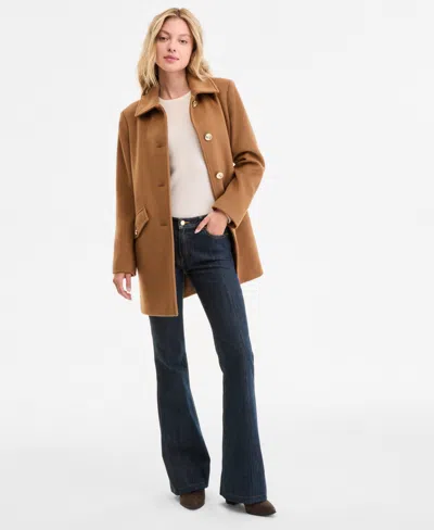 Michael Kors Michael  Women's Collared Button-front Coat In Brown