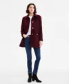 Michael Kors Michael  Women's Collared Button-front Coat In Burgundy