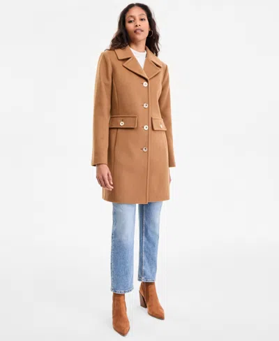 Michael Kors Michael  Women's Collared Button-front Coat, Exclusively At Macy's In Green
