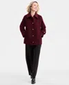 Michael Kors Michael  Women's Collared Button-front Coat, Exclusively At Macy's In Burgundy