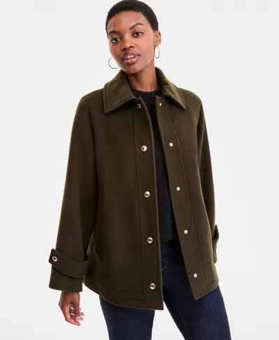 Michael Kors Michael  Women's Collared Button-front Coat, Exclusively At Macy's In Green