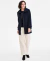 Michael Kors Michael  Women's Collared Zip-front Coat In Blue