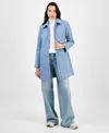 Michael Kors Michael  Women's Collared Zip-front Coat In Blue