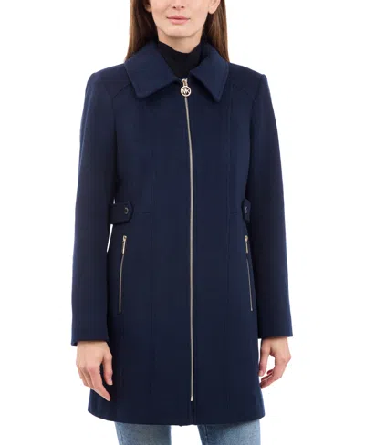 Michael Kors Michael  Women's Collared Zip-front Coat, Created For Macy's In Admiral