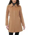 Michael Kors Michael  Women's Collared Zip-front Coat, Created For Macy's In Dark Camel