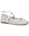 Michael Kors Collette Embellished Mesh Ballet Flat In Silver,crystal Hot Fix