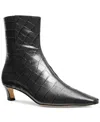 Michael Kors Cosmo Crocodile Embossed Leather Kitten Boot In Black