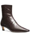 Michael Kors Cosmo Crocodile Embossed Leather Kitten Boot In Chocolate