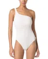 Michael Kors Michael  Women's Crochet One-shoulder One-piece Swimsuit In Yellow