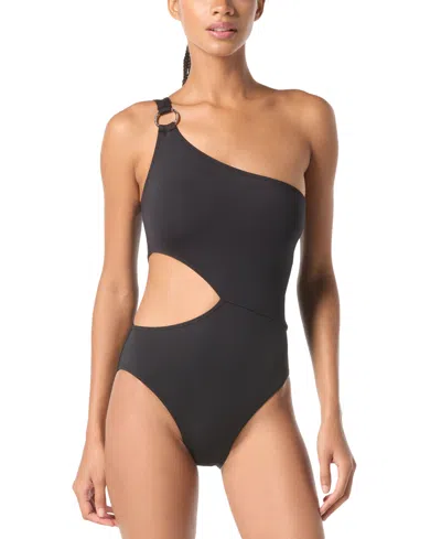 Michael Kors Michael  Women's Cut-out One-piece Swimsuit In Black