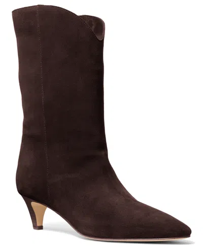 Michael Kors Michael  Women's Daniela Slip-on Mid Boots In Chocolate Suede