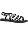 Michael Kors Darrington Snake Embossed Flat Sandals In Black